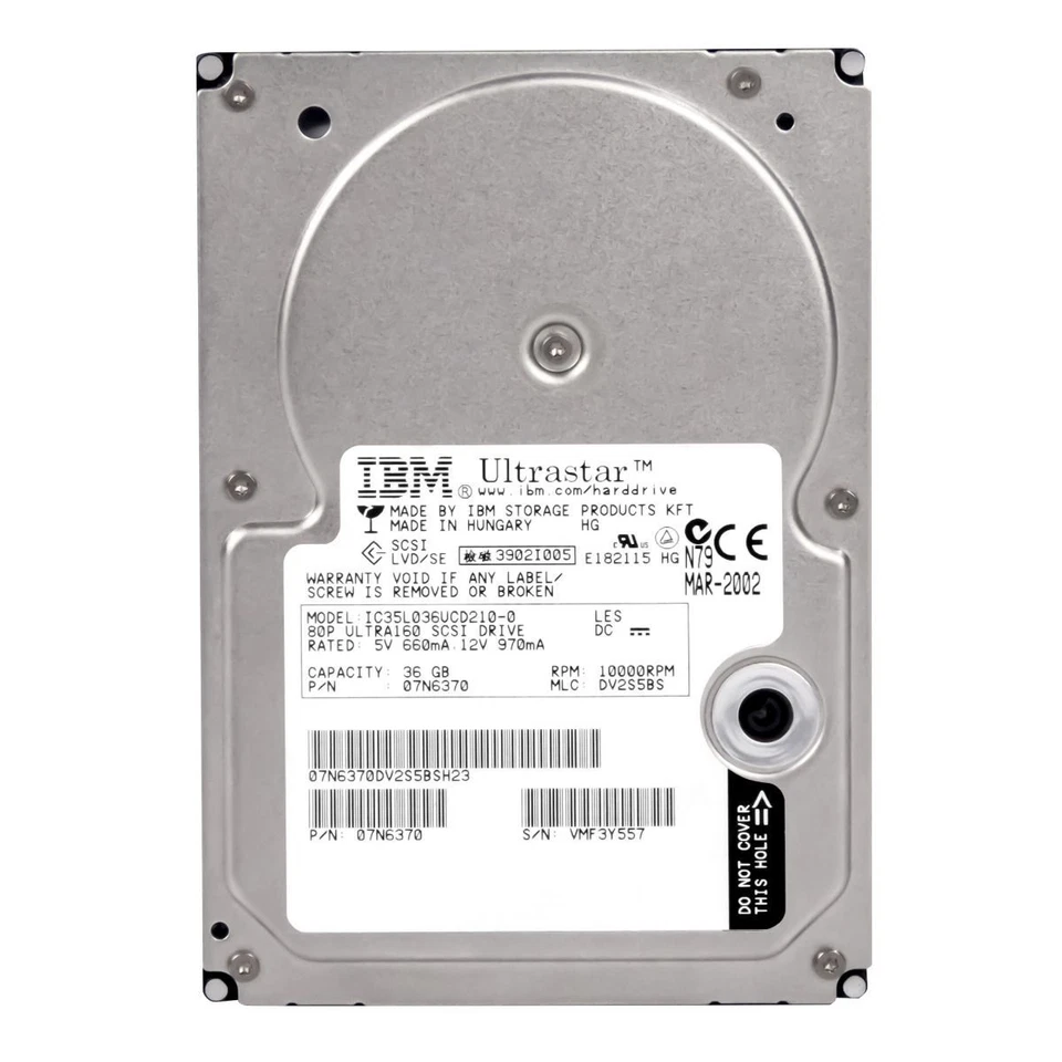 Disk IBM 07N6370 36GB 10000U/Min 4MB SCSI U160 IC35L036UCD210-0 3.5'' Pollici - Image 2 of 3