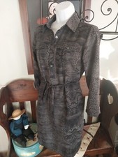 C EST. 1946 Dress Women's XS Snakeskin Reptile Pattern Black/Gray Casual