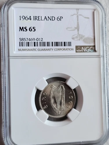 Ireland 6 Pence 1964 NGC MS 65