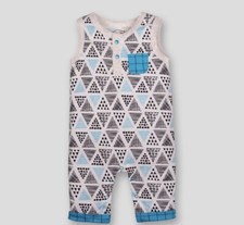 Baby Boy's Organic Cotton Geometric Blue White Black Newborn Romper