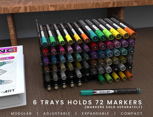 TOOLI-ART 72 Art Marker Storage Tray Organizer Holder Adjustable Divider 6 Trays - Picture 2 of 9