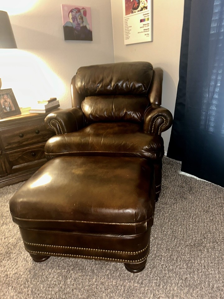 Hancock & Moore Austin Tilt Back Chair & Ottoman Luxury Leather