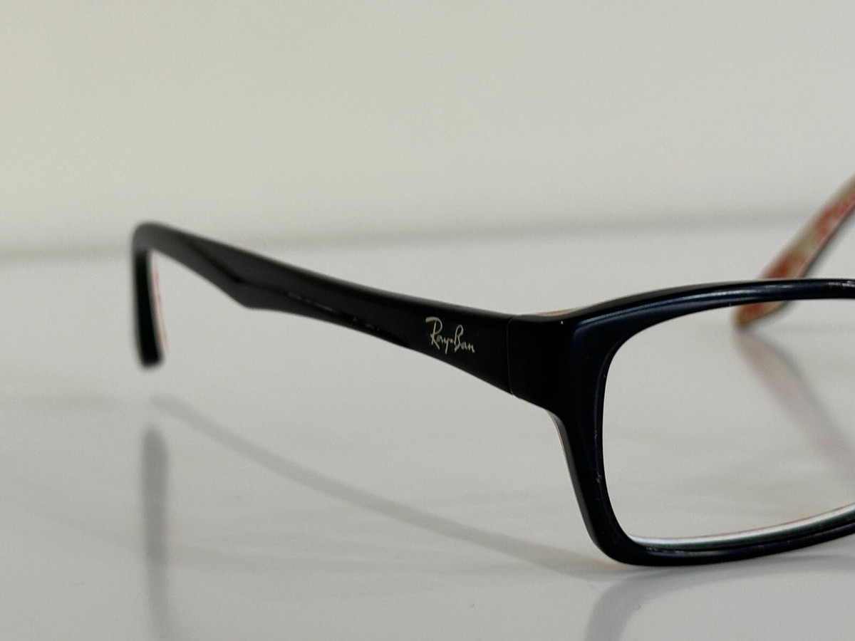 Ray Ban RB 5234 5014 Rectangle Black White Eyeglasses 