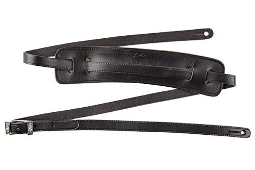 Genuine Fender Deluxe Vintage Adjustable Leather Guitar Strap - Black