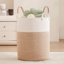 15x20 Inch Tall Jute Woven Hamper Laundry Basket Wicker Rope Clothes Hamper