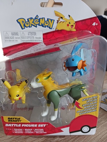 Figurine Pokémon Pikachu, Fulgudog & Gobou - Battle Figure Set - PVC 5 Cm - Neuf Scellé
