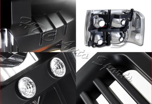 For 2000-2006 Chevrolet Tahoe LED DRL Conversion Black Headlights + Black Grille - Picture 2 of 5