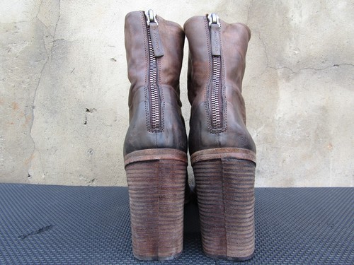 Marsell Womens Block Heels Leather Zip Ankle Boots Brown EU 40 | US 10 - Picture 7 of 9