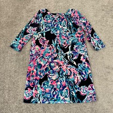 LILLY PULITZER Girls XL 12-14 Ophelia Velour Dress Black Blue Floral Cover Up