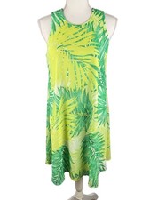 Calvin Klein Sleeveless Green & Yellow Tropical Print Swing Dress Size 8