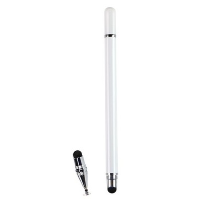 3-in-1 Professional Stylus Pen, White Metal Barrel, Capacitive Touch 