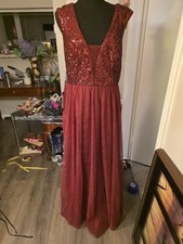 Red sequin maxi dress with open back