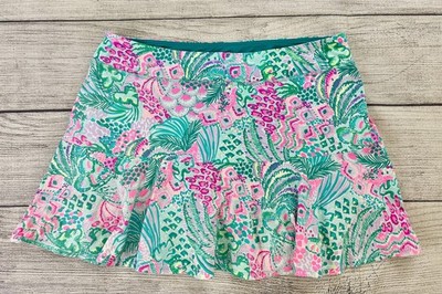 LILLY PULITZER CARMELIA LUXLETIC Womens XL Multi Banana Split Pull On Golf Skort