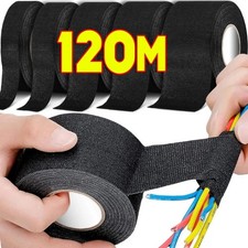 Black Electrical Fabric Tape Heat Resistant Wire Harness Insulation Auto Wrap US