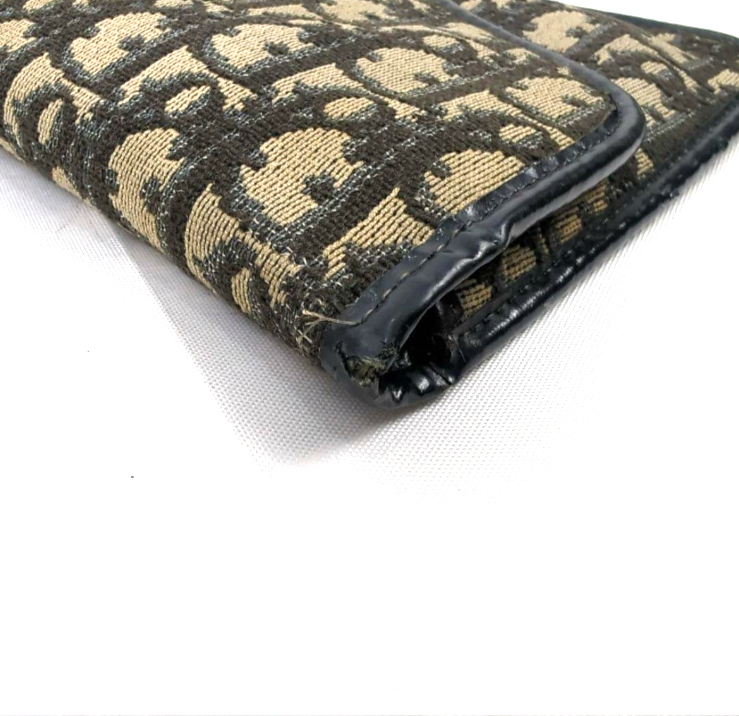 Auth Christian Dior Trotter Beige x Navy Clutch Bag Passport