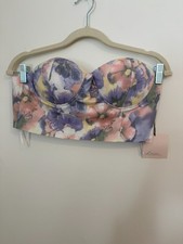 Brand New corset cropped top, floral, zips in back, strapless
