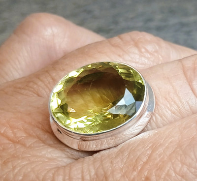 Large 925 Silver Cut CITRINE Solitaire Ring Sz S-9 R844~Silverwave*uk Jewellery