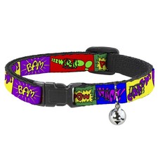 Cat Collar Breakaway with Bell Sound Effect Blocks Multi Color NARROW Fits 8.5-1