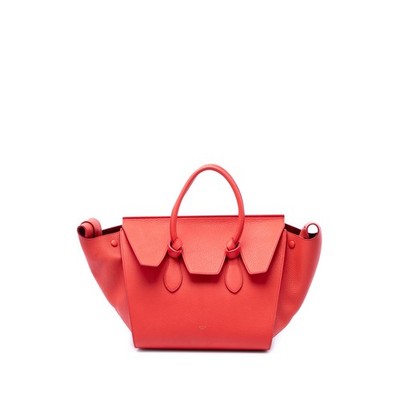 Celine Medium Grained Calfskin Tie Knot Tote Pre-Loved Red
