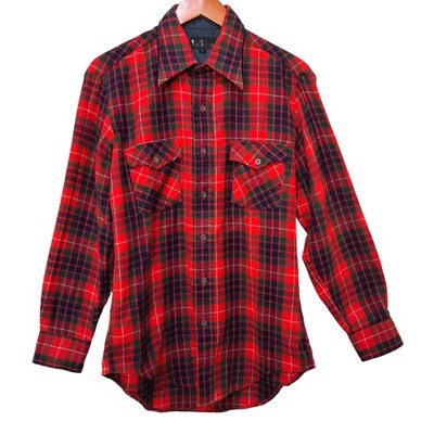 Vintage Bud Berma Mens L Christmas Flannel Shirt Red,Green,Blue Plaid
