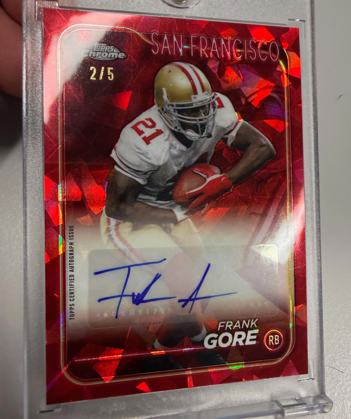 2024 Topps Chrome Frank Gore Auto VARIATION /5 RED SAPPHIRE REFRACTOR BA-FGO SP