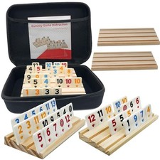 with 6 Wooden Racks/Trays, Rummy Cube with Portable Case 2-6 Players Rummy Game
