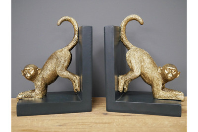 40% sparen! Art Deco Gold Affe Buchstützen Regal Ornamente Home Office Arbeitszimmer Bücher