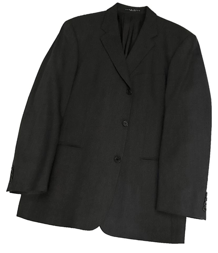 CHAQUETA HUGO BOSS 42R SE ADAPTA A 44R ETIQUETA NEGRA DK CARBÓN LB SB 3 BOTONES HECHA EN EE. UU. Foto 2 de 4