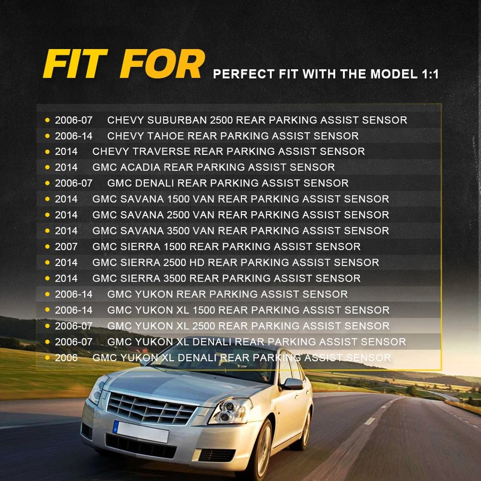 Sensor de asistencia de estacionamiento de parachoques de respaldo inverso 4 piezas 15239247 apto para GMC Chevy Foto 4 de 4