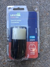 Leviton 15 Amp 250-Volt NEMA 6-15R Straight Blade Connector Black and White