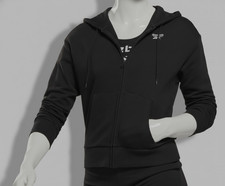Reebok Womens Black Regular-Fit French Terry Full-Zip Hoodie Size L