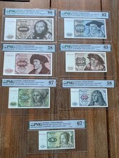 Deutsche Mark Note Banknote Series 5 10 20 50 100 200 DM UNC PMG with bill
