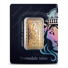 1 oz Scottsdale Mint Marquee Peacock Gold Bar (New) 5391.85 per troy oz