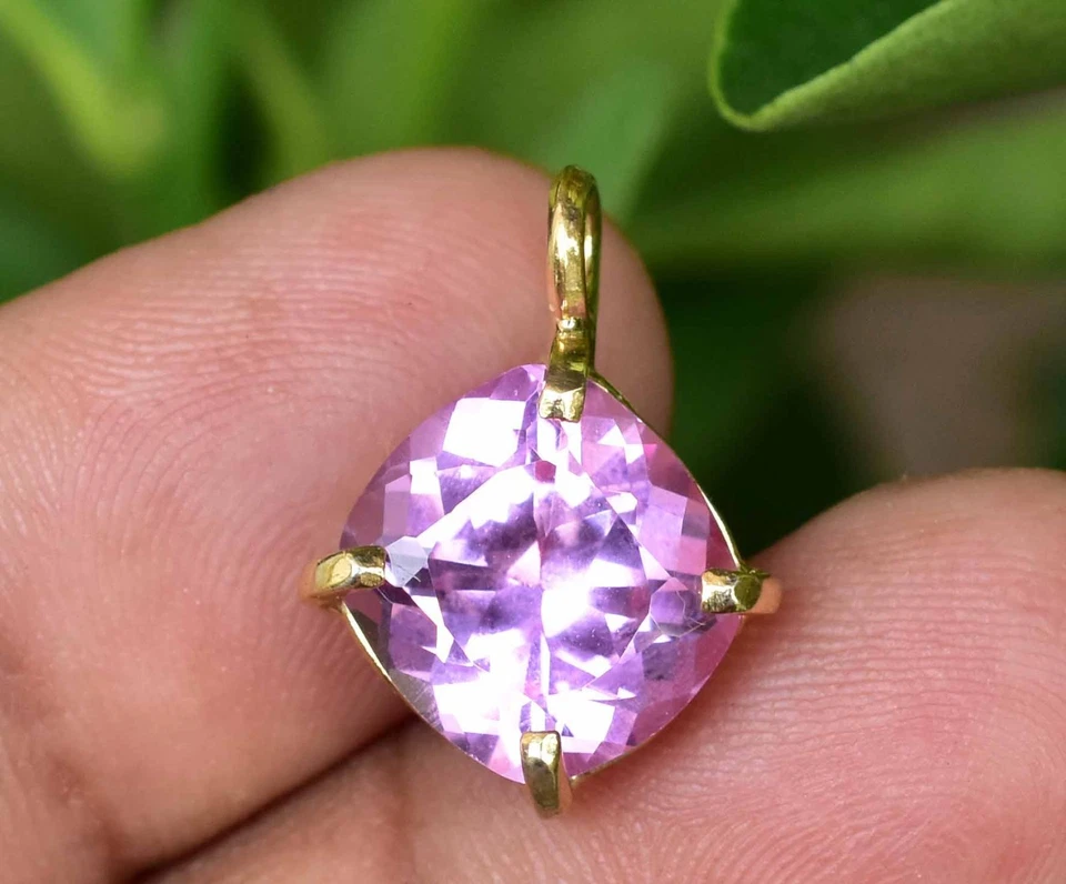 Rosa Naturale Zaffiro 925 Argento Sterling Donna Ciondolo Agrati Certificato - Immagine 3 di 4