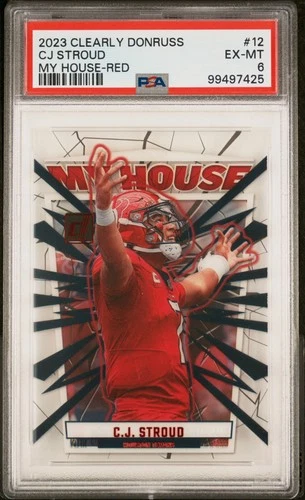 2023 PANINI CLEARLY DONRUSS CLEARLY MY HOUSE RED #12 CJ STROUD RC 3/100 PSA 6