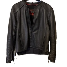 First Racing division of First Manufacturing co Black Motor cycle leather jacket