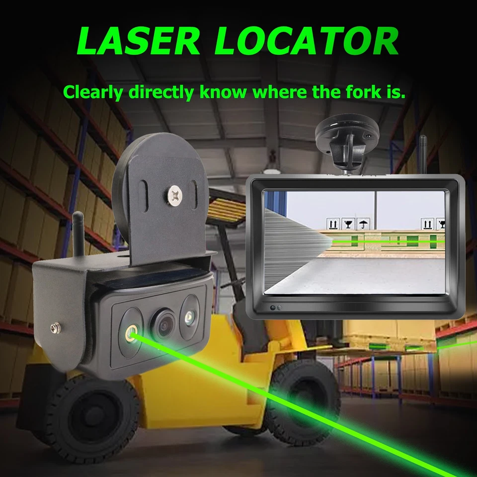 Wireless Laser Light Forklift Magnet 5000ma Camera +5" DVR Monitor 15000ma power - Image 2 of 4