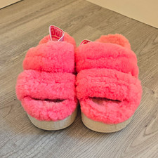 UGG Oh Fluffita Women s Pink Shearling Fluffy Slide Slippers US 7 EU 38 UK 5