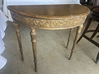 Theodore Alexander Distressed Painted Italian Regency Demi Lune Console Table
