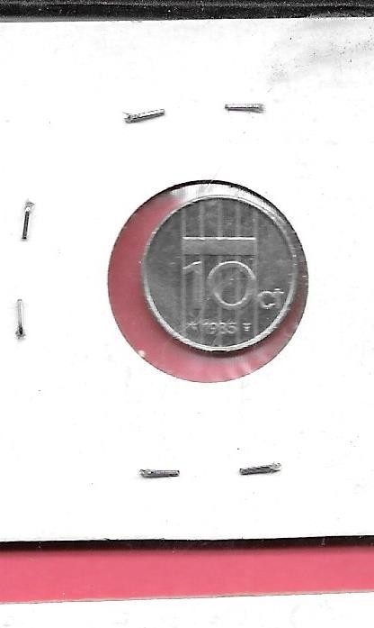 NETHERLANDS DUTCH KM203 1985 UNCIRCULATED-BU UNC-MINT OLD 10 CENTS COIN
