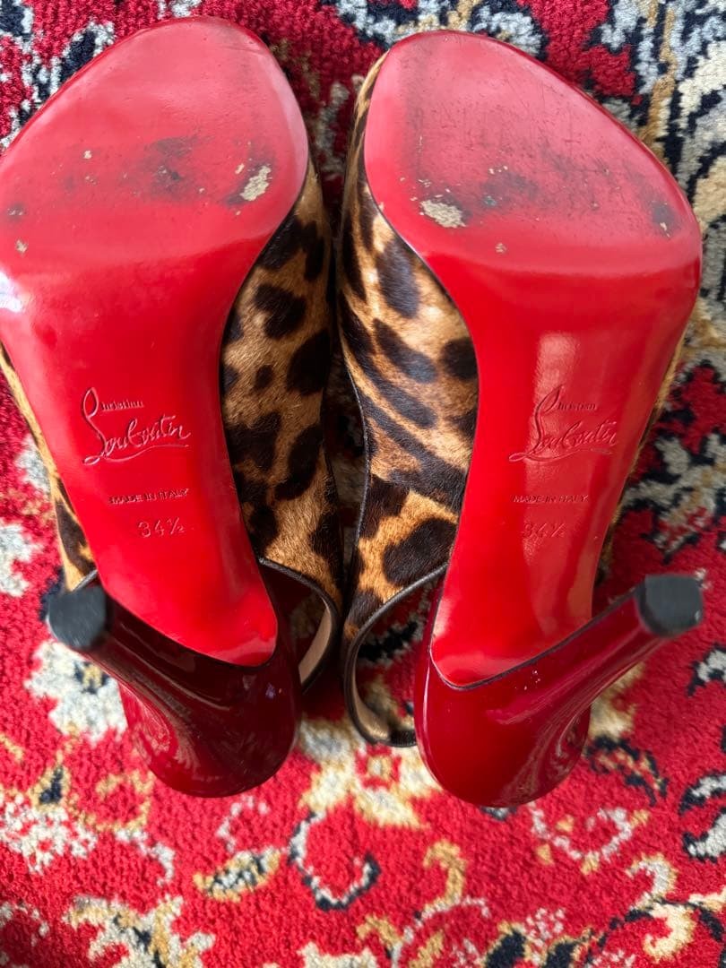 Rare Christian Louboutin Panther Hair Calf Sandals Leopard Size EU34.5/US4.5 thumbnail 3