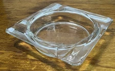 Vintage ~ Clear Glass Square Ashtray ~ 4 1/4" x 4 1/4" 4 Slot
