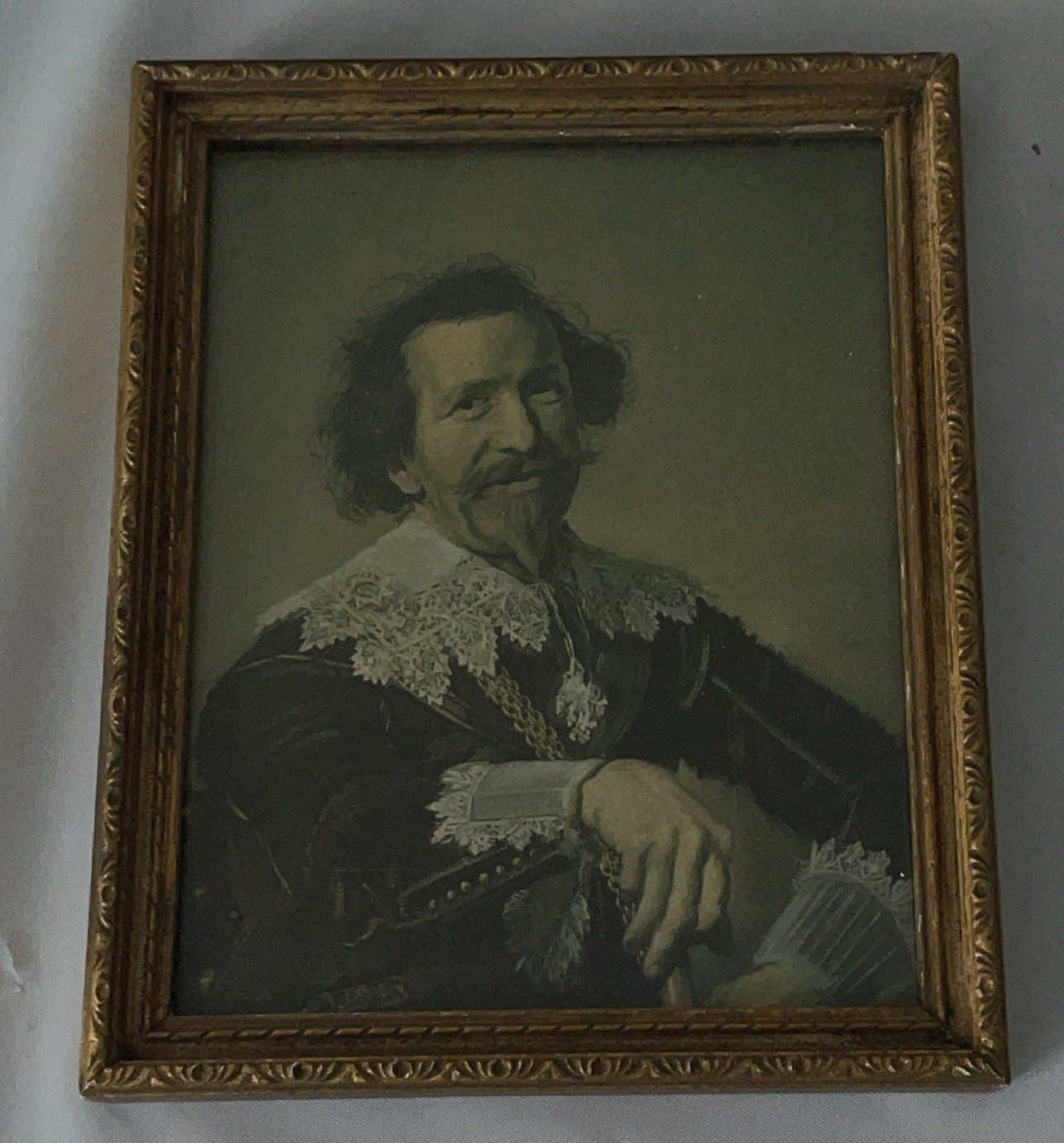 Vintage miniature framed portrait of Pieter Van den Broecke 
