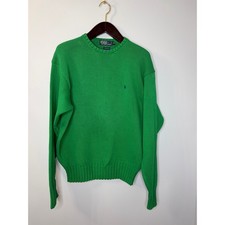Vintage Polo Ralph Lauren Cotton Crewneck Sweater Green Made in Hong Kong Sz XL