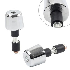 Pair 7/8" Universal Motor Handle Bar End Plug Handlebar Grip Ends Caps Chrome