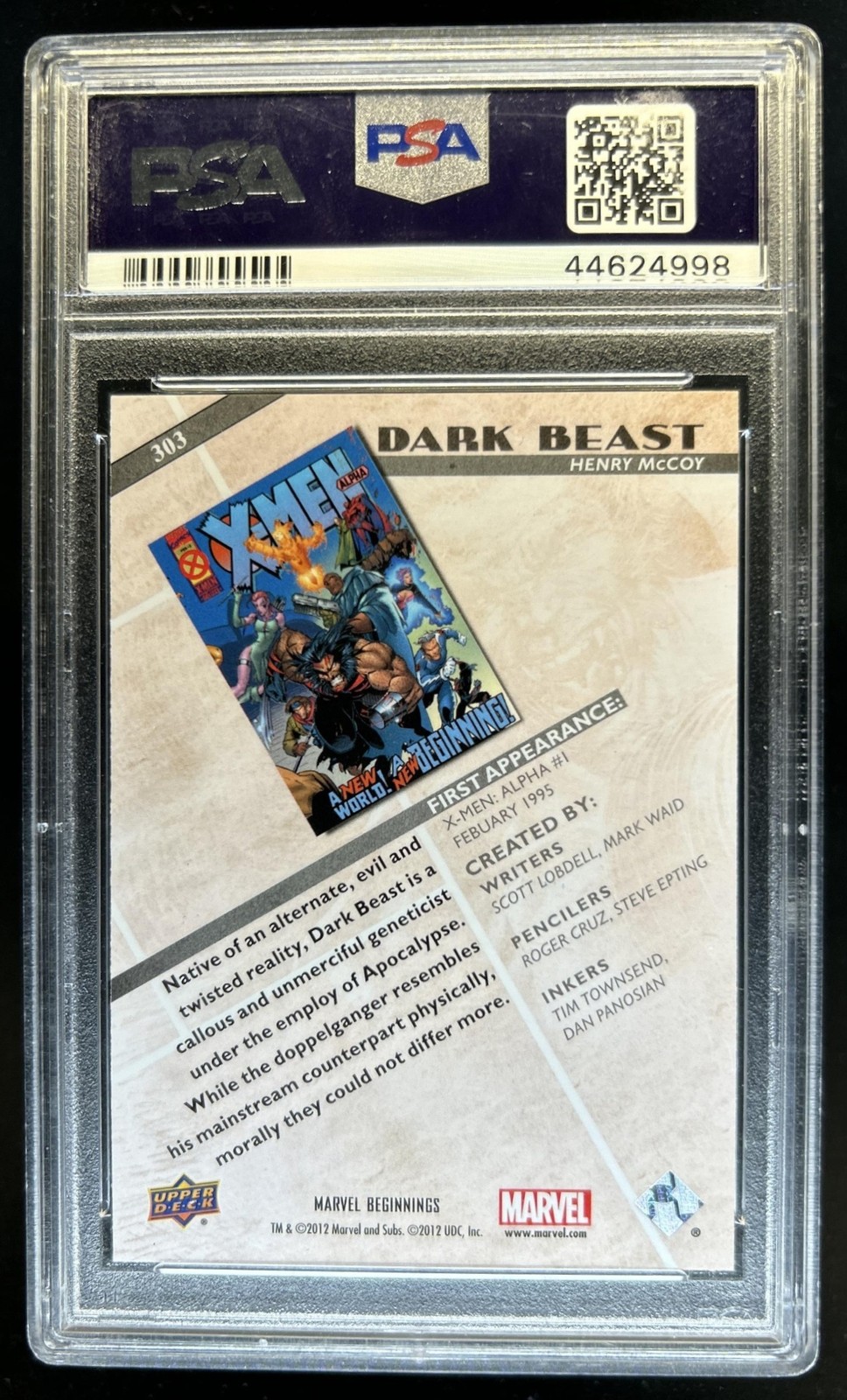 2012 Upper Deck Marvel Beginnings S2 Dark Beast #303 PSA 10 GEM MINT view 2