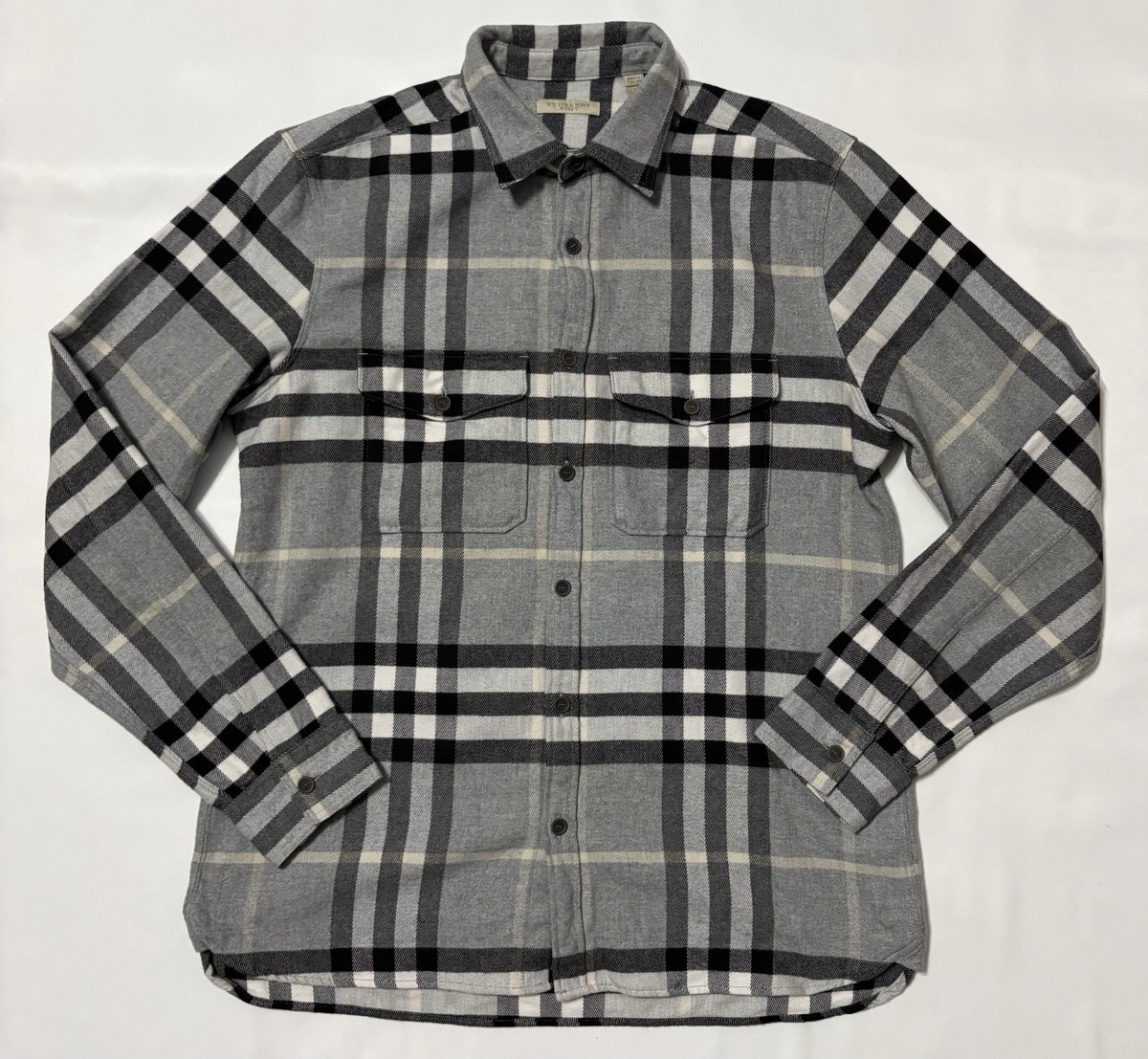 BURBERRY Flannel Shirt Check Large Gray L | eBay