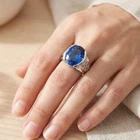 Magnificent Royal Blue Sapphire Oval 8.15Ct 925 Sterling Silver White Gold Rings