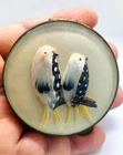 VINTAGE 50s FRENCH-MIREF-"FEATHERED FRIIENDS "-CONVEX GLASSES-COMPACT POWDER BOX