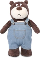 13.5” Plush Bear with Removable Denim Overalls - Soft Stuffed Animal Toy Gift